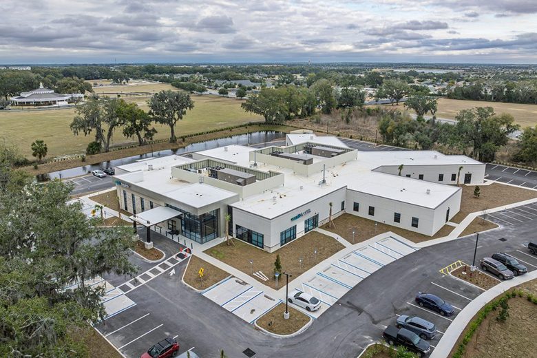 Aerial view of Exalt Health inpatient rehabilitation hospital, Summerfield FL